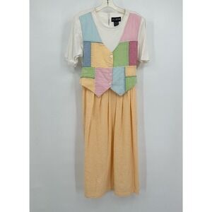 J G Hook Womens Cottagecore Patchwork Prairie Dress Size M Vintage Gingham Check